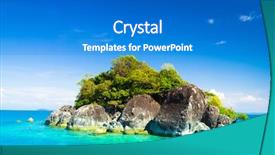  Presentation with rock - Amazing presentation theme having ocean rocks - idyllic seascape rock island backdrop and a cobalt blue colored foreground
