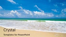  Presentation with blue water lily - Cool new presentation theme with ocean rocks - serene waters heavenly blue backdrop and a  colored foreground