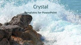  Presentation with stormy sea waves - Cool new slide set with ocean rough seas - sea waves breaking on rocks backdrop and a light blue colored foreground