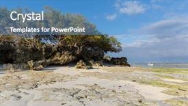  Presentation with tide - Beautiful PPT theme featuring ocean shore after low tide backdrop and a  colored foreground