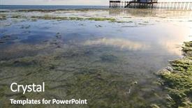  Presentation with tide - Amazing slide set having ocean shore after low tide backdrop and a dark gray colored foreground