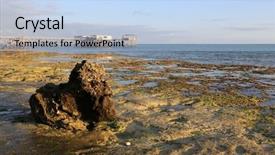  Presentation with tide - Beautiful PPT theme featuring ocean shore after low tide backdrop and a light blue colored foreground