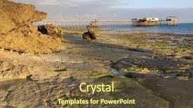  Presentation with tide - PPT theme having ocean shore after low tide background and a tawny brown colored foreground