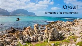  Presentation with ecotourism - Slide deck consisting of ocean shore boulders penguin colony background and a  colored foreground