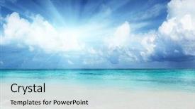  Presentation with caribbean - Slides having ocean shores - sand of beach caribbean sea background and a light blue colored foreground