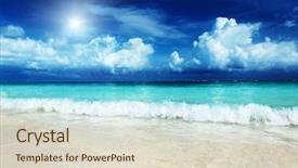  Presentation with caribbean - Audience pleasing presentation theme consisting of ocean shores - sand of beach caribbean sea backdrop and a lemonade colored foreground