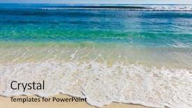  Presentation with sound waves wave oscillating - Slide deck featuring ocean shores - splashing storm waves background and a  colored foreground