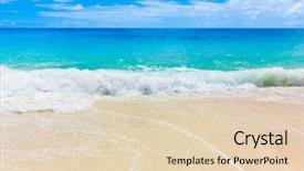  Presentation with splashing - Presentation design featuring ocean shores - surf waves splashing background and a lemonade colored foreground