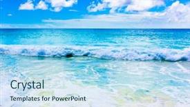  Presentation with stormy sea waves - Amazing slide deck having ocean shores - waves sea surf backdrop and a sky blue colored foreground