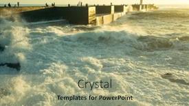  Presentation with ocean waves - Presentation design enhanced with ocean-stone-pier-and-surf background and a mint green colored foreground