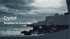  Presentation with ocean - Beautiful PPT theme featuring ocean storms - stormy sky over an ocean backdrop and a gray colored foreground