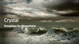  Presentation with storm drain - PPT theme having ocean storms - view of storm seascape background and a tawny brown colored foreground