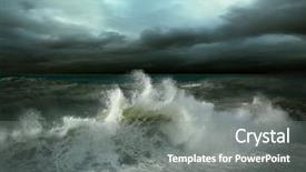  Presentation with storm surge - Theme having ocean storms - view of storm seascape background and a gray colored foreground