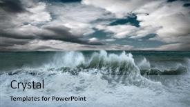  Presentation with storm - Presentation theme with ocean storms - view of storm seascape background and a  colored foreground