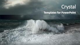  Presentation with storm - Presentation theme with ocean storms - view of storm seascape background and a gray colored foreground