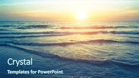  Presentation with coast - Slide set featuring ocean sunrise - beautiful sunset on the sea background and a ocean colored foreground