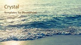  Presentation with surreal - Beautiful PPT theme featuring ocean sunrise - calm sea in surreal sunset backdrop and a cream colored foreground