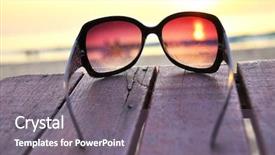  Presentation with ocean - Amazing slides having ocean sunset through the sunglasses backdrop and a gray colored foreground