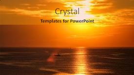  Presentation with boats - PPT theme with ocean-sunset-with-boats background and a gold colored foreground