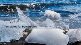  Presentation with sand ocean - Beautiful PPT layouts featuring ocean-surf-brings-ice-floes backdrop and a teal colored foreground