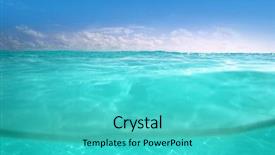  Presentation with blue sky - Amazing PPT layouts having ocean surface - clear waterline caribbean sea underwater backdrop and a teal colored foreground