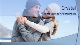  Presentation with temperature - Colorful presentation theme enhanced with ocean temperature - attractive couple hugging backdrop and a light blue colored foreground