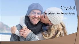  Presentation with beach - Beautiful presentation design featuring ocean temperature - attractive couple hugging backdrop and a light blue colored foreground