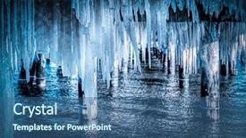  Presentation with winter ice - Theme having ocean temperature - icicle hanging under jetty roof background and a  colored foreground