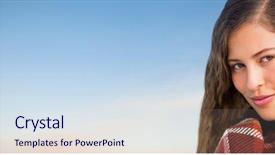  Presentation with beautiful black women smiling - Slide set consisting of ocean temperature - portrait of smiling beautiful woman background and a sky blue colored foreground