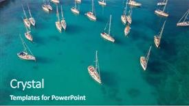  Presentation with bird eye view - Beautiful slide set featuring ocean themes - aerial view of group backdrop and a ocean colored foreground