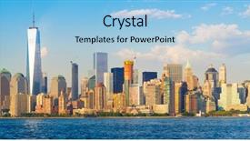  Presentation with new york - Audience pleasing presentation consisting of ocean trade - high resolution panoramic view backdrop and a light blue colored foreground