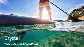  Presentation with under water - Slide deck having ocean transport - detail of young man background and a ocean colored foreground