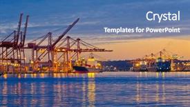  Presentation with seattle - Presentation theme consisting of ocean transport - night view of the quay background and a ocean colored foreground