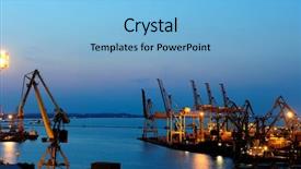  Presentation with seaport - Colorful PPT layouts enhanced with ocean transport - view on seaport with cranes backdrop and a  colored foreground