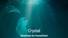  Presentation with ocean pollution - PPT layouts featuring ocean underwater with plastic pollution background and a ocean colored foreground