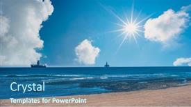  Presentation with oil rigs - Slide set consisting of ocean-view-of-oil-rigs background and a ocean colored foreground