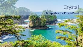  Presentation with blue-sky - Slide deck with ocean-view-with-mountains background and a light blue colored foreground