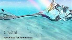  Presentation with sky rainbow - Colorful PPT layouts enhanced with ocean water and beautiful rainbow in sky backdrop and a light blue colored foreground