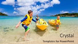 Presentation with water ocean - Cool new presentation theme with family with kids paddling backdrop and a lemonade colored foreground