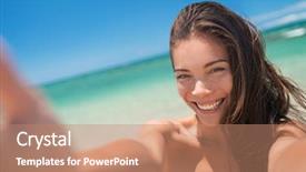  Presentation with water life - PPT theme with ocean water on beach background and a coral colored foreground