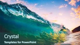  Presentation with ocean wave - Slide set featuring ocean wave at sunset background and a ocean colored foreground