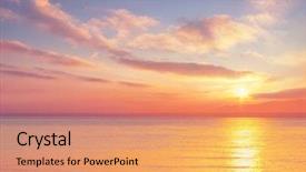  Presentation with sunset - Amazing slides having ocean wave background - sea sunset backdrop and a coral colored foreground