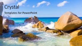  Presentation with rocks words - Theme enhanced with ocean wave background - summer rocks foam background and a  colored foreground