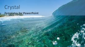  Presentation with ocean wave - Presentation theme featuring ocean-wave-breaking-over background and a light blue colored foreground