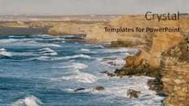  Presentation with rocky ocean coast - PPT theme enhanced with ocean-wave-breaking background and a coral colored foreground