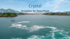  Presentation with ocean wave - Beautiful slide deck featuring ocean-wave-crashing-on-rock backdrop and a light blue colored foreground