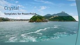  Presentation with ocean wave - Amazing slide deck having ocean-wave-crashing-on-rock backdrop and a light blue colored foreground