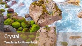  Presentation with ocean wave - Colorful PPT theme enhanced with ocean wave on reunion coast cliffs natural background from indian ocean backdrop and a coral colored foreground