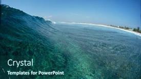  Presentation with ocean wave - Beautiful PPT theme featuring ocean-wave-over-the-reef backdrop and a ocean colored foreground