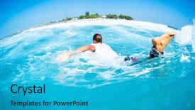  Presentation with ocean trade - Presentation consisting of ocean wave with the green background and a cyan colored foreground